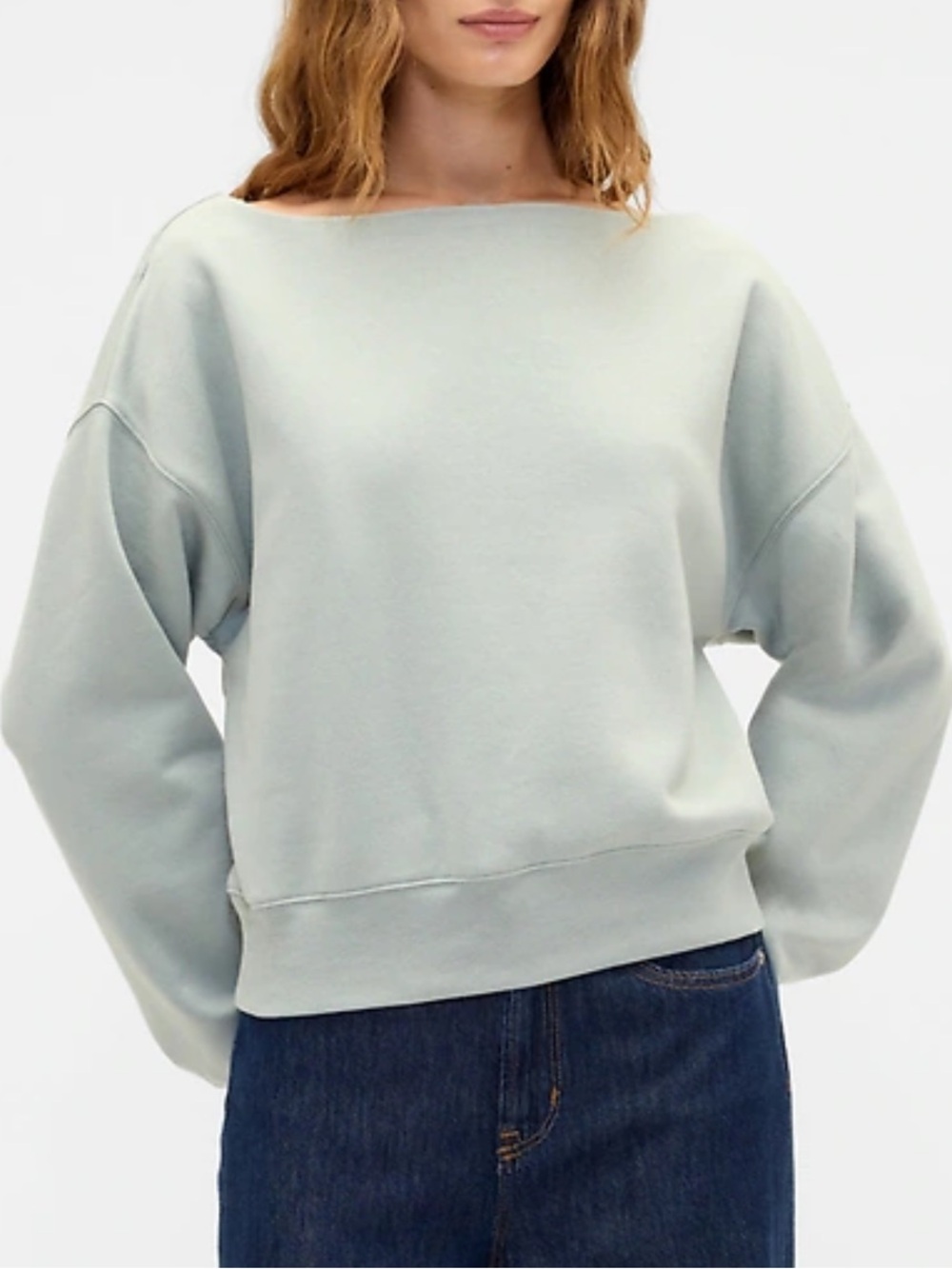 NWT GAP Factory Light Green Relaxed Boatneck Sweatshirt Size L